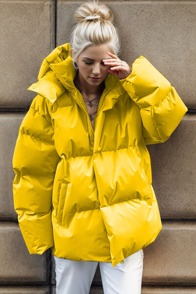 swvws Pocketed Zip Up Hooded Puffer Jacket