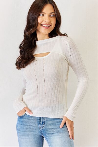 swvws J.NNA Fitted Long Sleeve Cutout Top