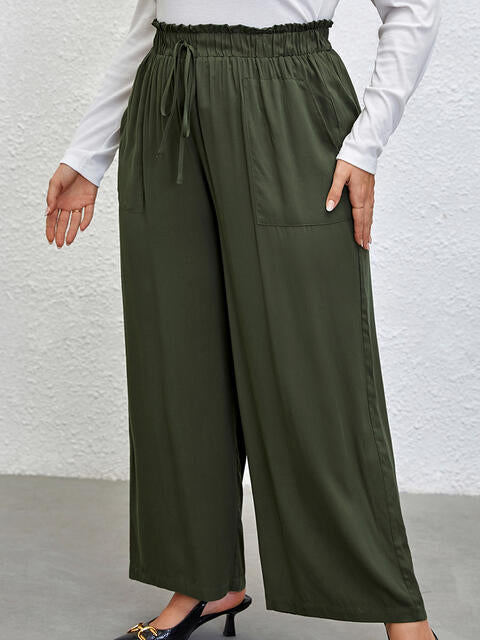 swvws Plus Size Tied Wide Leg Pants