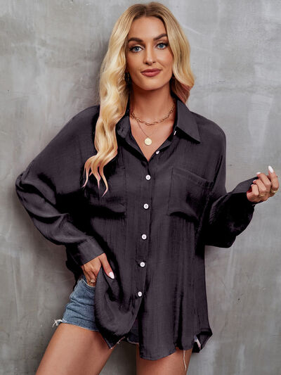 swvws Pocketed Button Up Long Sleeve Shirt