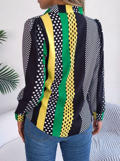 swvws Polka Dot Contrast Long Sleeve Shirt