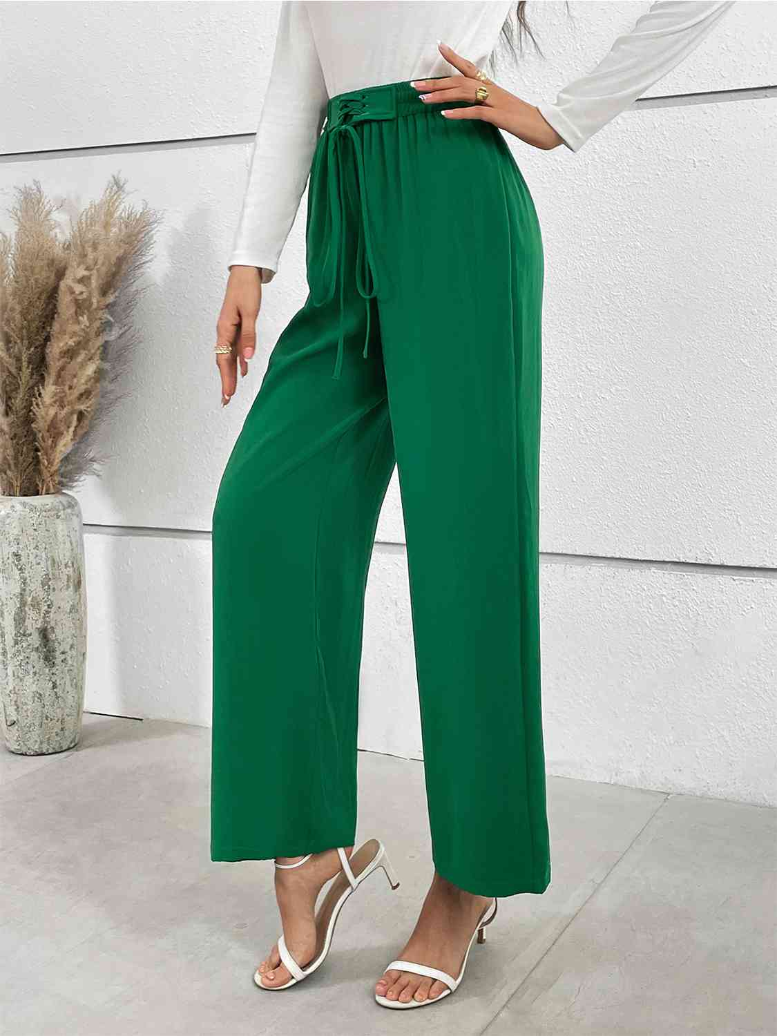 swvws Lace-Up Waist Straight Leg Pants