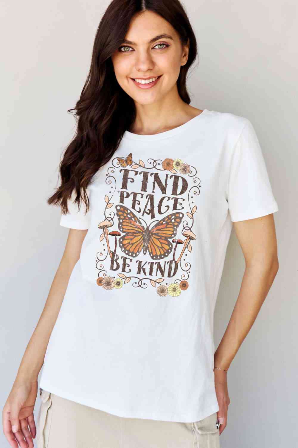 swvws Simply Love Full Size FIND PEACE BE KIND Graphic Cotton T-Shirt