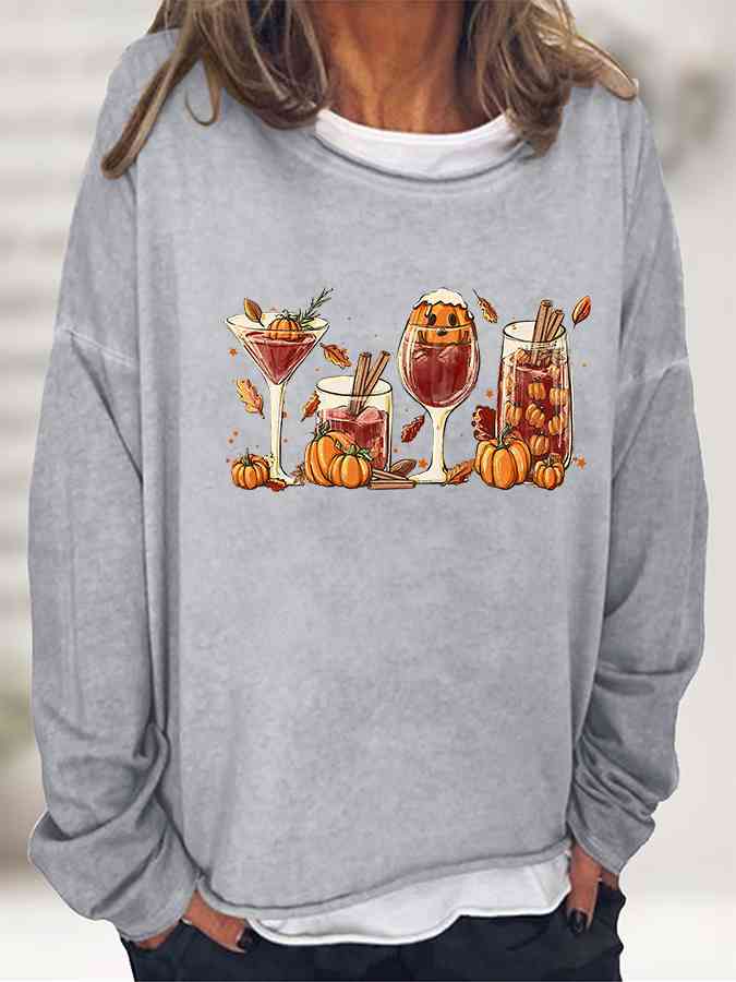 swvws Round Neck Long Sleeve Full Size Graphic Sweatshirt