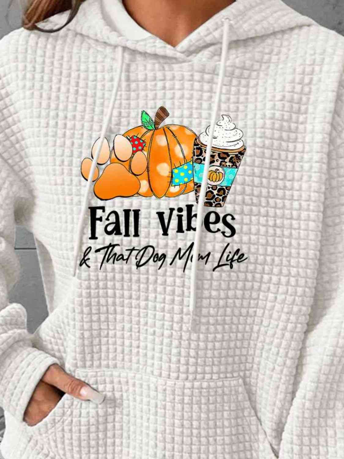 swvws FALL VIBES Graphic Hoodie with Front Pocket