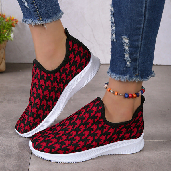 swvws - Red Casual Patchwork Round Comfortable Shoes