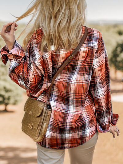 swvws Plaid Button Up Dropped Shoulder Shirt