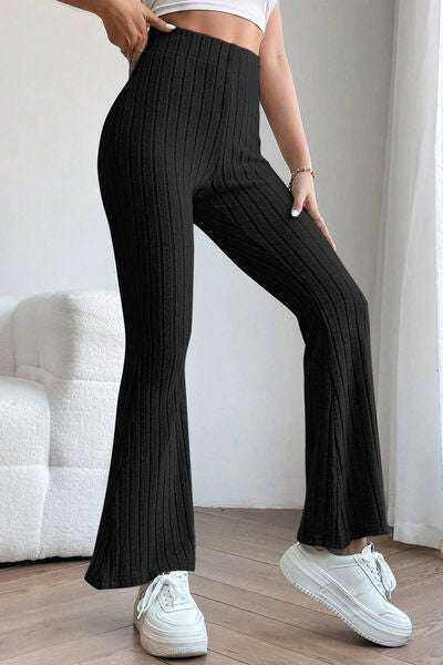 swvws Basic Bae Full Size Ribbed High Waist Flare Pants