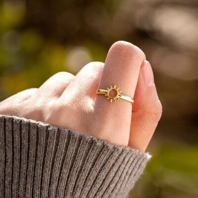 swvws Sun Shape 18K Gold-Plated Ring