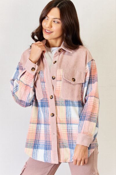 swvws J.NNA Plaid Colorblock Button Down Jacket