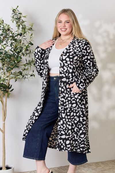 swvws Celeste Full Size Animal Print Button Up Long Sleeve Cardigan