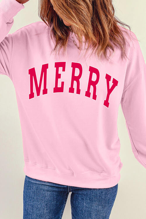 swvws MERRY Graphic Dropped Shoulder Sweatshirt