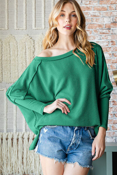 swvws Reborn J Exposed Seam Lantern Sleeve Top