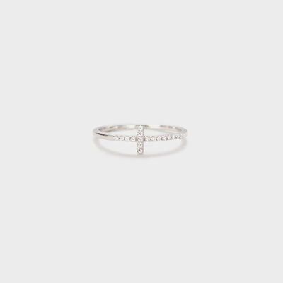 swvws Cross Inlaid Zircon 925 Sterling Silver Ring