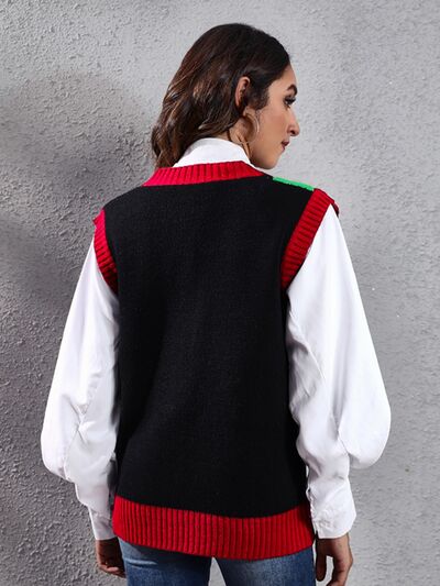 swvws Four Leaf Clover V-Neck Sweater Vest