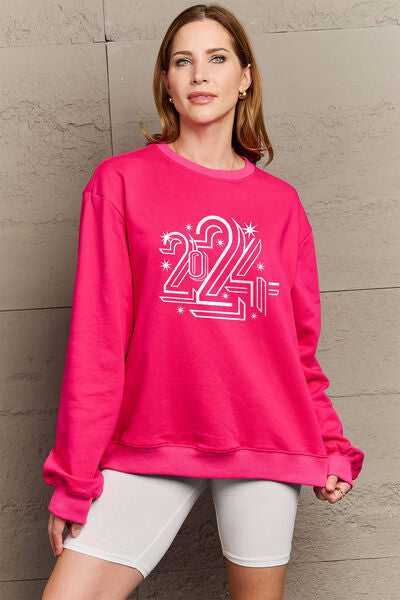 swvws Simply Love Full Size 2024 Round Neck Dropped Shoulder Sweatshirt