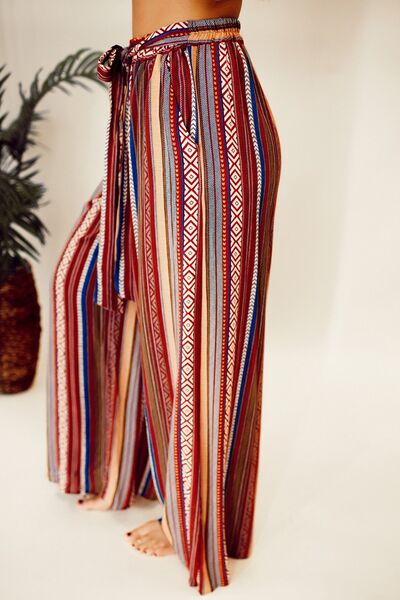 swvws Printed Tied Wide Leg Pants