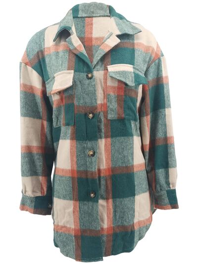 swvws Plaid Button Up Dropped Shoulder Jacket