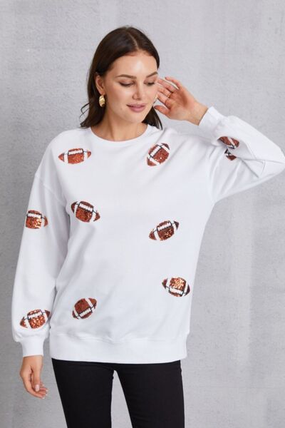 swvws Football Sequin Patch Long Sleeve Sweatshirt