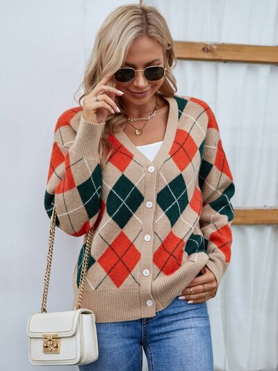 swvws Plaid Contrast Button Up Cardigan