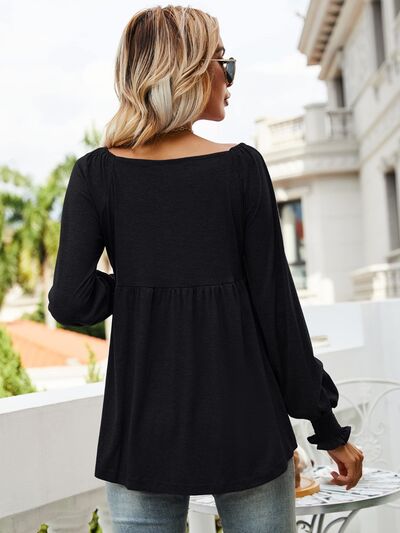 swvws V-Neck Lantern Sleeve Blouse