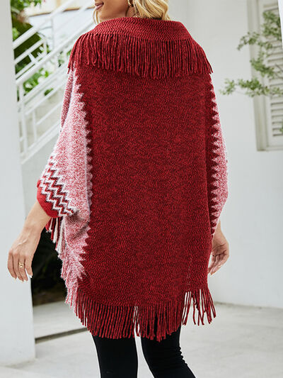 swvws Geometric Fringe Open Front Cardigan