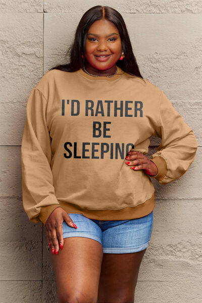 swvws Simply Love Full Size I'D RATHER BE SLEEPING Round Neck Sweatshirt