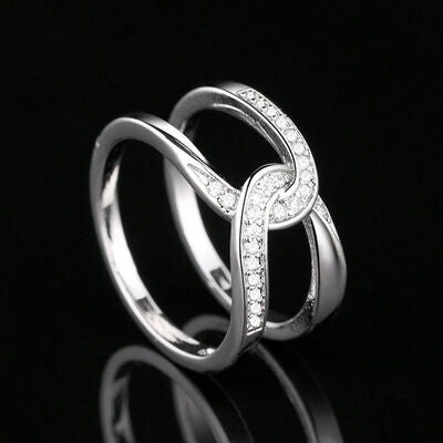 swvws Twisted Inlaid Zircon Double-layered Ring