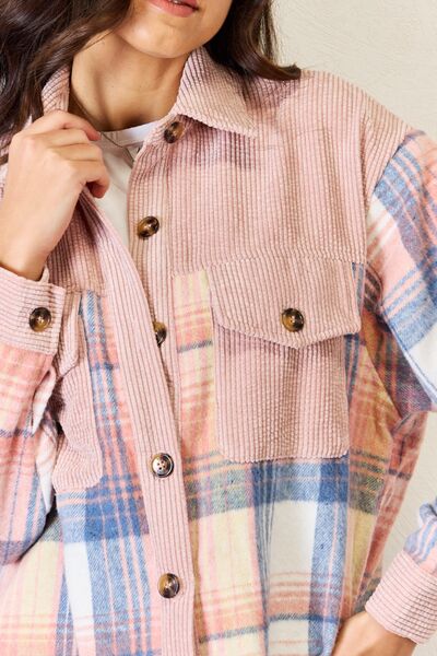 swvws J.NNA Plaid Colorblock Button Down Jacket