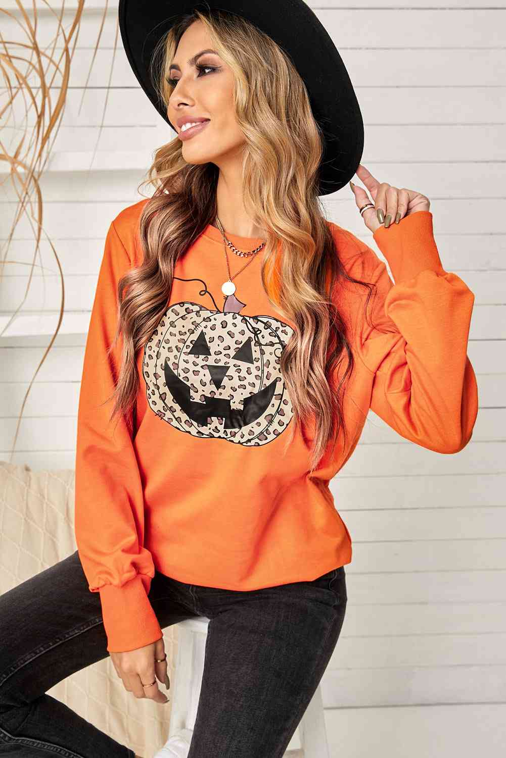 swvws Leopard Jack-O-Lantern Sweatshirt