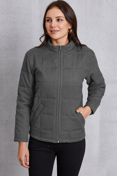 swvws Zip Up Mock Neck Pocketed Jacket