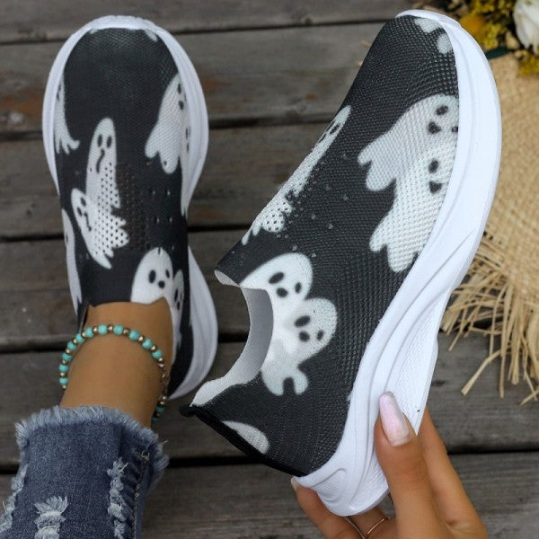 swvws - Black Casual Patchwork Printing Round Comfortable Out Door Shoes