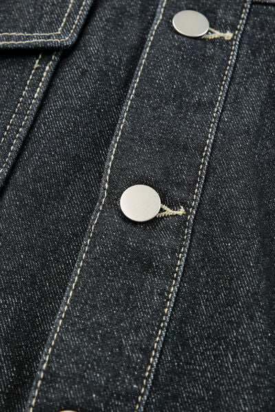 swvws Pocketed Button Up Dropped Shoulder Denim Jacket