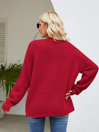 swvws Open Front Raglan Sleeve Pocketed Cardigan