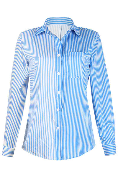 swvws Striped Button Up Long Sleeve Shirt