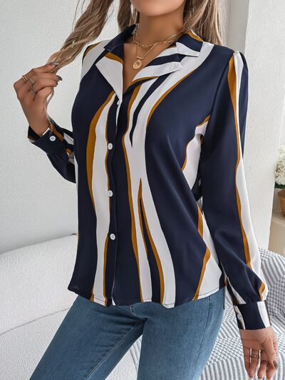 swvws Printed Button Up Long Sleeve Shirt