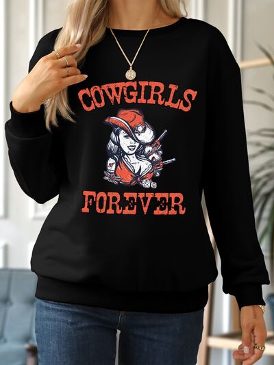 swvws COWGIRLS FOREVER Round Neck Sweatshirt