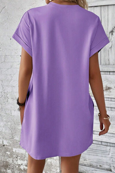 swvws Pocketed Round Neck Short Sleeve Dress