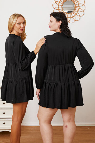 swvws Ruffled Button Up Long Sleeve Tiered Shirt