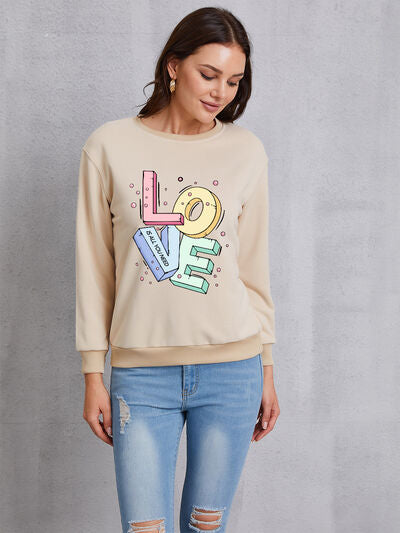 swvws LOVE Round Neck Long Sleeve Sweatshirt