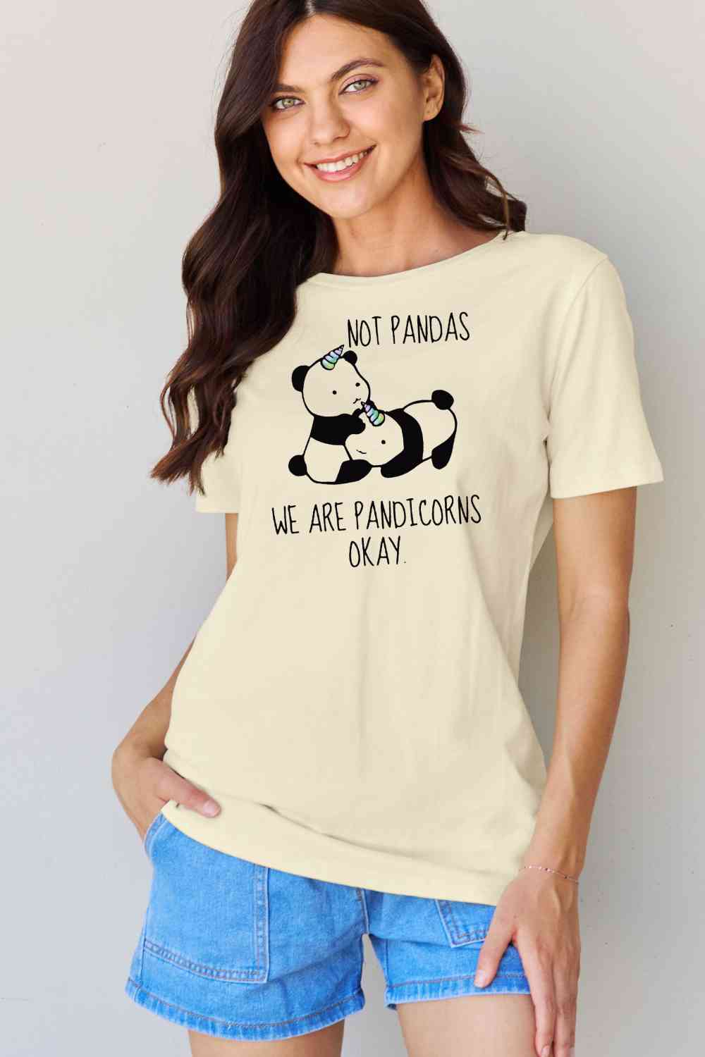 swvws Simply Love Full Size  Pandicorn Graphic Cotton T-Shirt