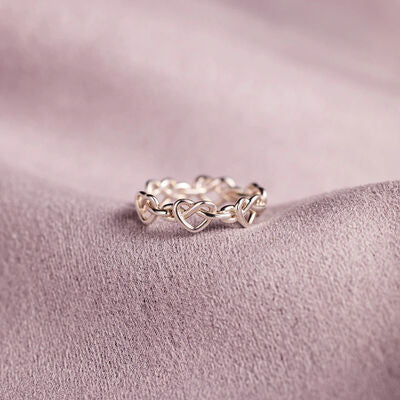 swvws Knotted Hearts 925 Sterling Silver Open Ring