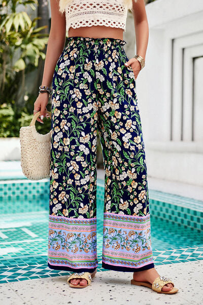 swvws Printed High Waist Wide Leg Pants