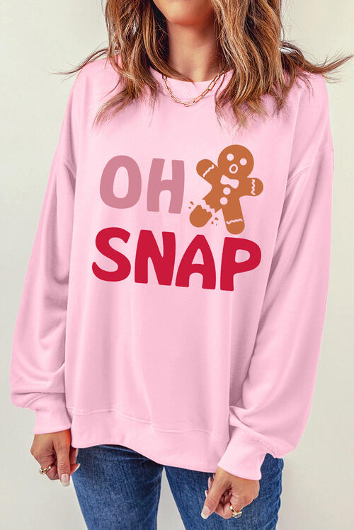 swvws OH SNAP Round Neck Long Sleeve Sweatshirt