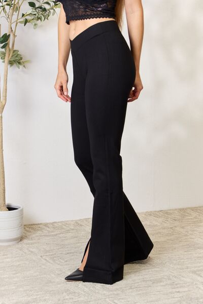 swvws Kancan V-Waistband Slit Flare Pants