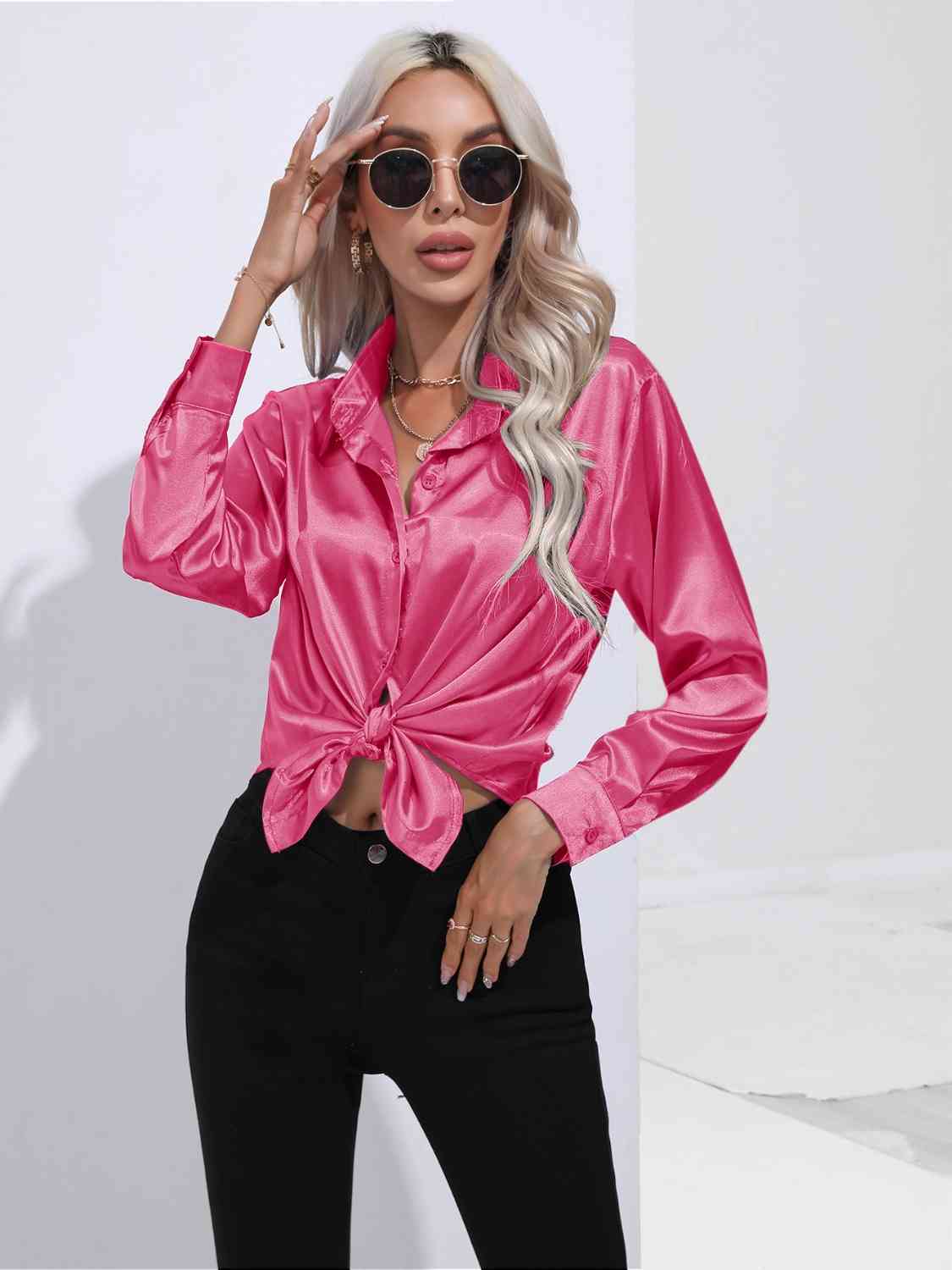 swvws Collared Neck Buttoned Long Sleeve Shirt