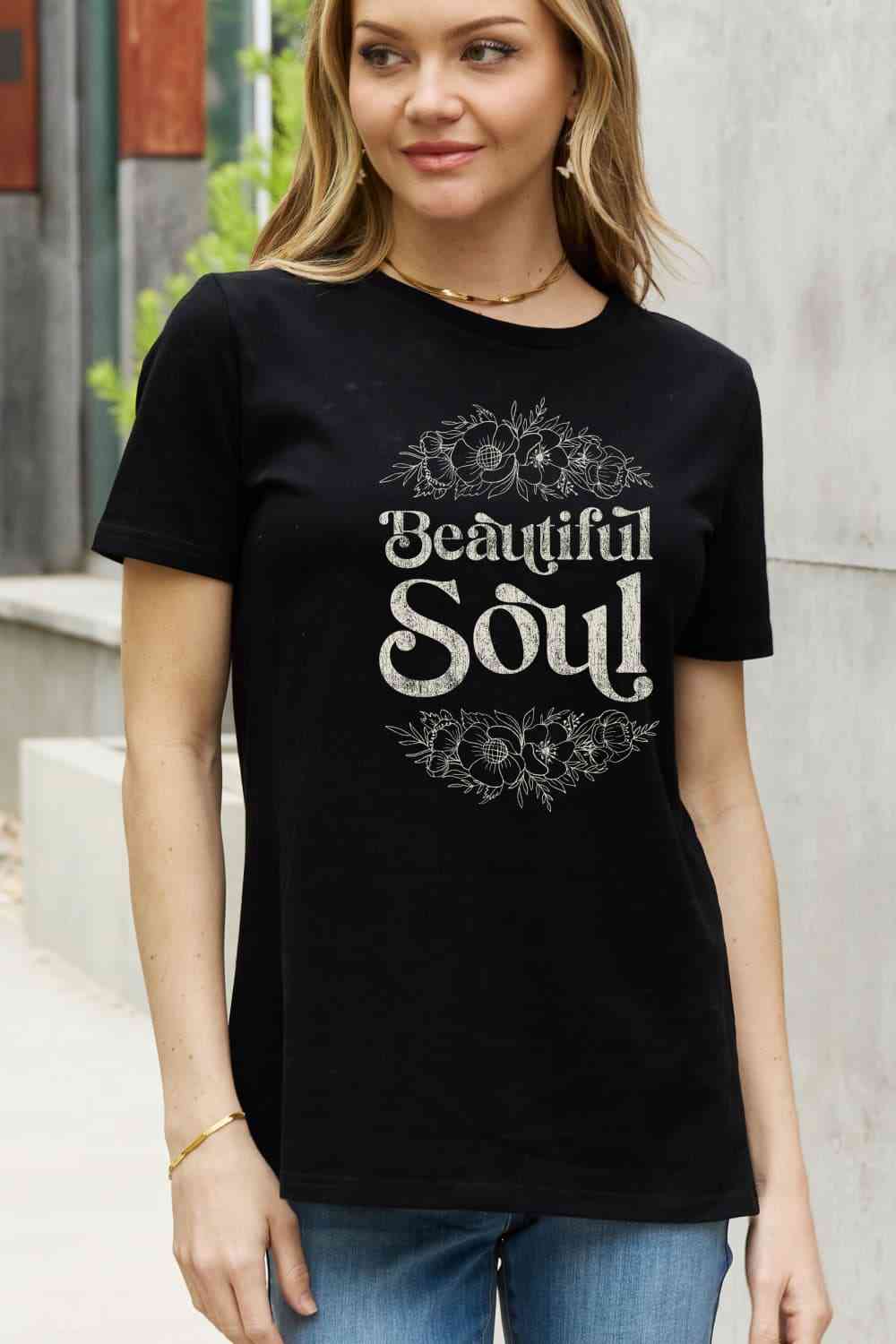 swvws Simply Love Full Size BEAUTIFUL SOUL Graphic Cotton Tee