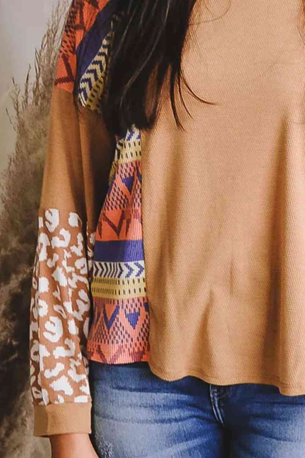 swvws Printed Round Neck Long Sleeve T-Shirt