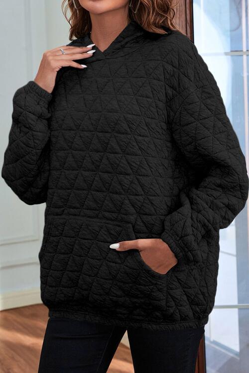 swvws Quilted Long Sleeve Hoodie with Pocket