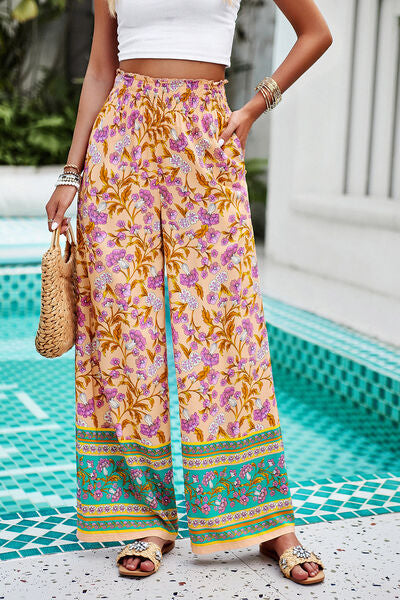 swvws Printed High Waist Wide Leg Pants